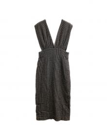 Whim Gazette（ウィムガゼット）の古着「グレンチェックVジャンスカワンピース / 日本製」｜ブラック