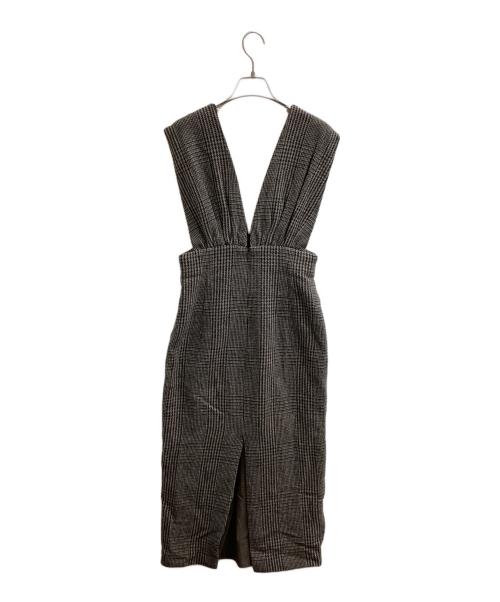 Whim Gazette（ウィムガゼット）Whim Gazette (ウィムガゼット) グレンチェックVジャンスカワンピース / 日本製 ブラック サイズ:36の古着・服飾アイテム