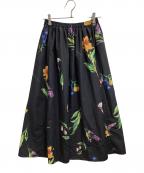 EMMEL REFINESエメル リファインズ）の古着「フラワープリント ボリューム マキシスカート 6624-699-1693」｜ブラック
