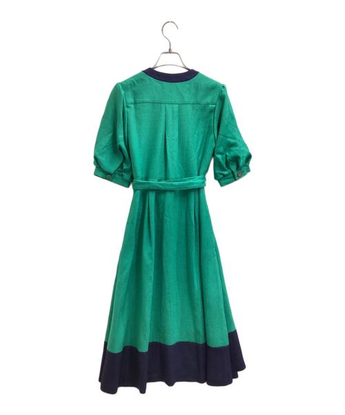 GRACE CONTINENTAL（（グレースコンチネンタル）GRACE CONTINENTAL (グレースコンチネンタル) リネンタッチバイカラーワンピース / 02202 31030-00 グリーン サイズ:36の古着・服飾アイテム