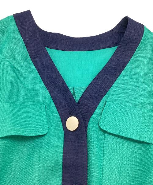 GRACE CONTINENTAL（（グレースコンチネンタル）GRACE CONTINENTAL (グレースコンチネンタル) リネンタッチバイカラーワンピース / 02202 31030-00 グリーン サイズ:36の古着・服飾アイテム