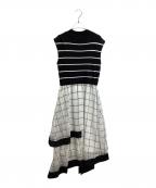 Diagram GRACE CONTINENTALダイアグラム グレースコンチネンタル）の古着「切替フレアニットワンピース / flare knit one piece」｜ブラック×ホワイト