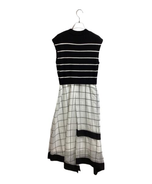 Diagram GRACE CONTINENTAL（ダイアグラム グレースコンチネンタル）Diagram GRACE CONTINENTAL (ダイアグラム グレースコンチネンタル) 切替フレアニットワンピース / flare knit one piece ブラック×ホワイト サイズ:36の古着・服飾アイテム