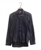 COMME des GARCONS HOMMEコムデギャルソン オム）の古着「ウール切替オーバーシャツ / HL-B003 / AD2003」｜ブラック