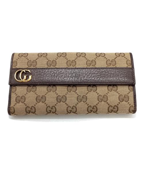 GUCCI（グッチ）GUCCI (グッチ) 二つ折り長財布 2149 245758 ブラウンの古着・服飾アイテム