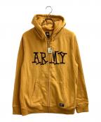 stussyステューシー）の古着「ARMY ZIP UP HOODY」｜オレンジ