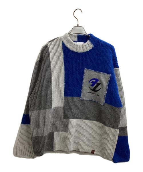 ZARA（ザラ）ZARA (ザラ) ADER error (アーダーエラー) パッチワークニット / knit ブルー×グレー サイズ:Mの古着・服飾アイテム