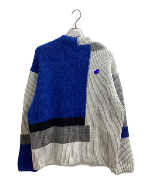 ZARA（ザラ）ZARA (ザラ) ADER error (アーダーエラー) パッチワークニット / knit ブルー×グレー サイズ:Mの古着・服飾アイテム