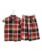 BLUE LABEL CRESTBRIDGEブルーレーベルクレストブリッジ）の古着「チェックブライトオックスセットアップ 55J32-325-16」｜レッド