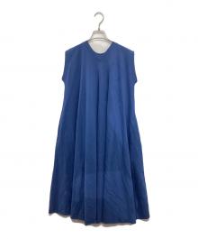 ATON（エイトン）の古着「SUVIN AIR SPINNING フレアドレス 7007715」｜ブルー