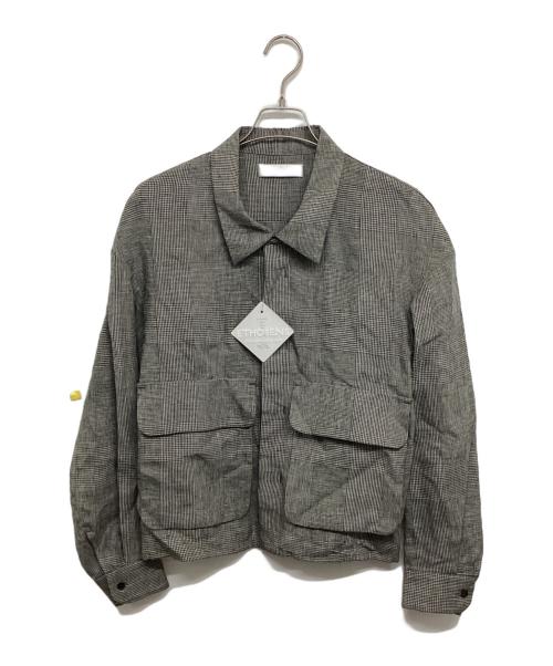 ETHOSENS（エトセンス）ETHOSENS (エトセンス) ハウンドトゥース リネンシャツ タグ付き E121-302 グレー サイズ:2の古着・服飾アイテム