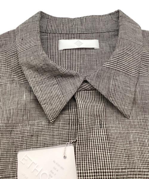 ETHOSENS（エトセンス）ETHOSENS (エトセンス) ハウンドトゥース リネンシャツ タグ付き E121-302 グレー サイズ:2の古着・服飾アイテム