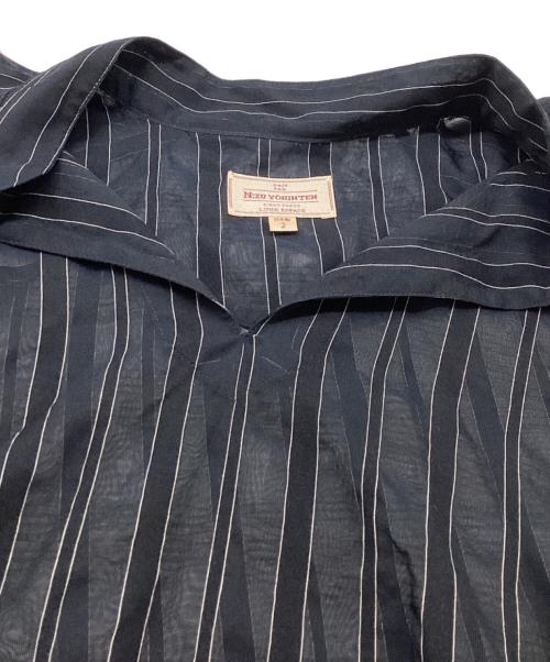 NEZU YOHINTEN（ネヅヨウヒンテン）NEZU YOHINTEN (ネヅヨウヒンテン) SHEER STRIPE TUNIC RAGLAN SHIRT 100623 ネイビー サイズ:2の古着・服飾アイテム