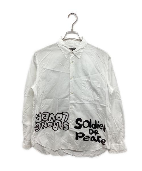 COMME des GARCONS HOMME PLUS（コムデギャルソンオムプリュス）COMME des GARCONS HOMME PLUS (コムデギャルソンオムプリュス) グラフィックプリントシャツ AD2014 PO-B043 ホワイト サイズ:Mの古着・服飾アイテム
