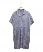 YACCO MARICARDヤッコマリカルド）の古着「ピンタック ロング ドルマンスリーブ シャツワンピース 1560034-21」｜スカイブルー