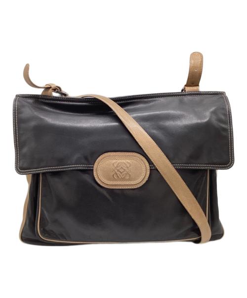 LOEWE（ロエベ）LOEWE (ロエベ) レザーショルダーバッグ ブラックの古着・服飾アイテム