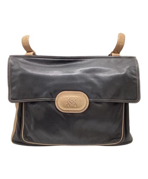 LOEWE（ロエベ）LOEWE (ロエベ) レザーショルダーバッグ ブラックの古着・服飾アイテム