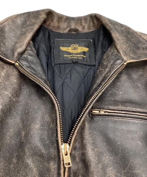 MORGAN PRODUCTION（モルガン プロダクションズ）MORGAN PRODUCTION (モルガン プロダクションズ) レザートラッカージャケット ブラック サイズ:44の古着・服飾アイテム