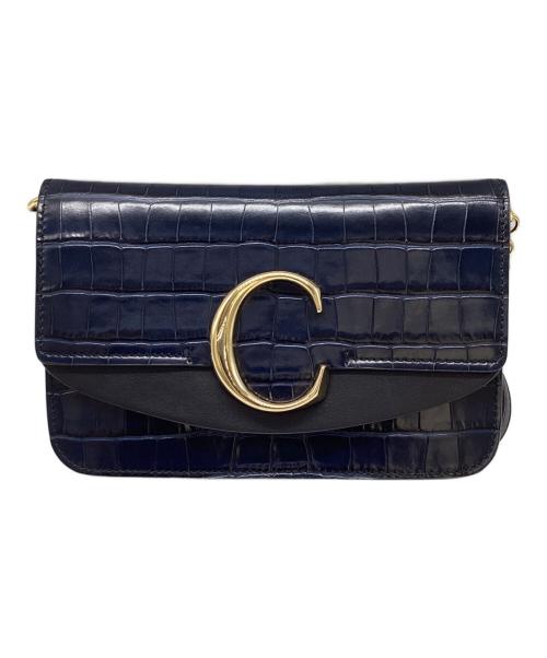 Chloe（クロエ）Chloe (クロエ) クロコ型押し レザー ポシェット 03・19・45・65 ネイビーの古着・服飾アイテム