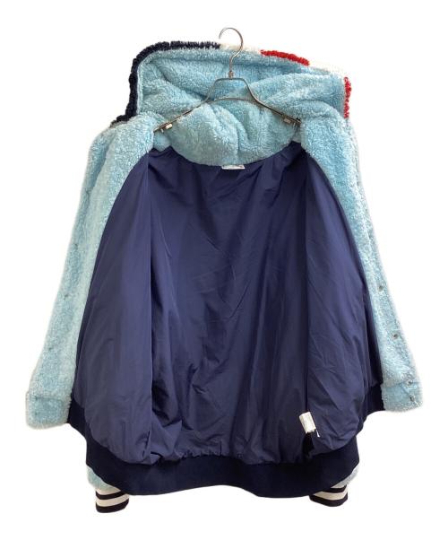 Aape BY A BATHING APE（エーエイプ バイ アベイシングエイプ）AAPE BY A BATHING APE MOONFACE HOODED FLUFFY VARSITY JACKET / ムーンフェイスフード付きふわふわバーシティジャケット / AAPSWM3994XXL ブルー サイズ:XLの古着・服飾アイテム