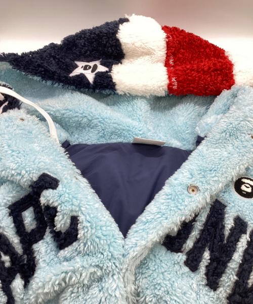 Aape BY A BATHING APE（エーエイプ バイ アベイシングエイプ）AAPE BY A BATHING APE MOONFACE HOODED FLUFFY VARSITY JACKET / ムーンフェイスフード付きふわふわバーシティジャケット / AAPSWM3994XXL ブルー サイズ:XLの古着・服飾アイテム