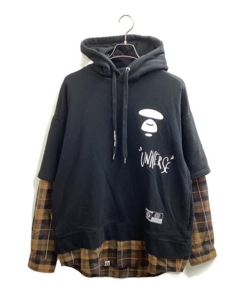 Aape BY A BATHING APE（エーエイプ バイ アベイシングエイプ）AAPE BY A BATHING APE (エーエイプ バイ アベイシングエイプ) レイヤードパーカー / AAPSWM3848XXH ブラック サイズ:Lの古着・服飾アイテム