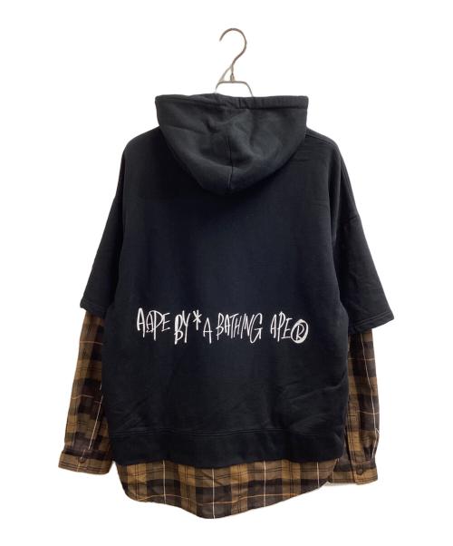 Aape BY A BATHING APE（エーエイプ バイ アベイシングエイプ）AAPE BY A BATHING APE (エーエイプ バイ アベイシングエイプ) レイヤードパーカー / AAPSWM3848XXH ブラック サイズ:Lの古着・服飾アイテム