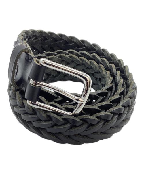 Whitehouse Cox（ホワイトハウスコックス）Whitehouse Cox (ホワイトハウスコックス) レザーメッシュベルト ブラックの古着・服飾アイテム