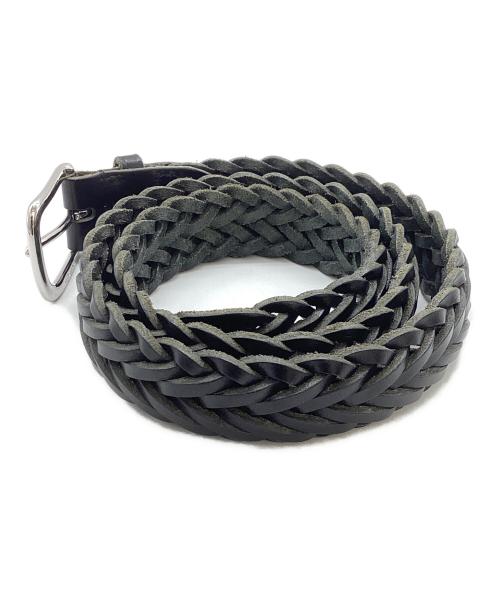 Whitehouse Cox（ホワイトハウスコックス）Whitehouse Cox (ホワイトハウスコックス) レザーメッシュベルト ブラックの古着・服飾アイテム