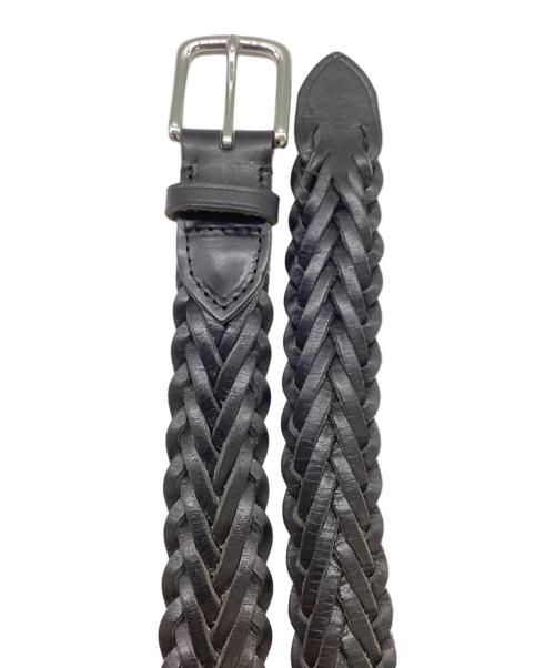 Whitehouse Cox（ホワイトハウスコックス）Whitehouse Cox (ホワイトハウスコックス) レザーメッシュベルト ブラックの古着・服飾アイテム