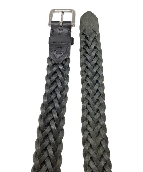 Whitehouse Cox（ホワイトハウスコックス）Whitehouse Cox (ホワイトハウスコックス) レザーメッシュベルト ブラックの古着・服飾アイテム