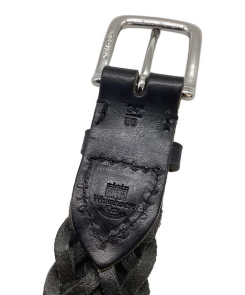 Whitehouse Cox（ホワイトハウスコックス）Whitehouse Cox (ホワイトハウスコックス) レザーメッシュベルト ブラックの古着・服飾アイテム