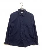 Graphpaperグラフペーパー）の古着「BROAD L/S REGULAR COLLAR SHIRT GM201-50091B」｜ネイビー