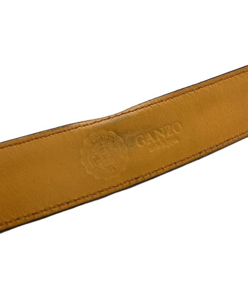 GANZO（ガンゾ）GANZO (ガンゾ) レザーベルト ブラック×イエローの古着・服飾アイテム