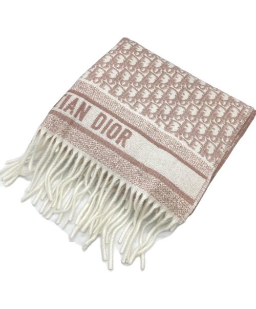 Dior（ディオール）DIOR (ディオール) Oblique cashmere / オブリーク カシミヤ / カシミヤマフラー / イタリア製 / Made In Italy ピンクの古着・服飾アイテム
