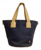 BURBERRY BLUE LABELバーバリーロンドンブルーレーベル）の古着「レザーハンドルトートバッグ」｜ブラック