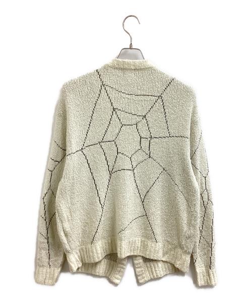 TATTOO STUDIO YAMADA（タトゥースタジオヤマダ）TATTOO STUDIO YAMADA (タトゥースタジオヤマダ) SPIDERWEB BOUCLE COTTON CARDIGAN / スパイダーウェブブークレコットンカーディガン ホワイト サイズ:Mの古着・服飾アイテム