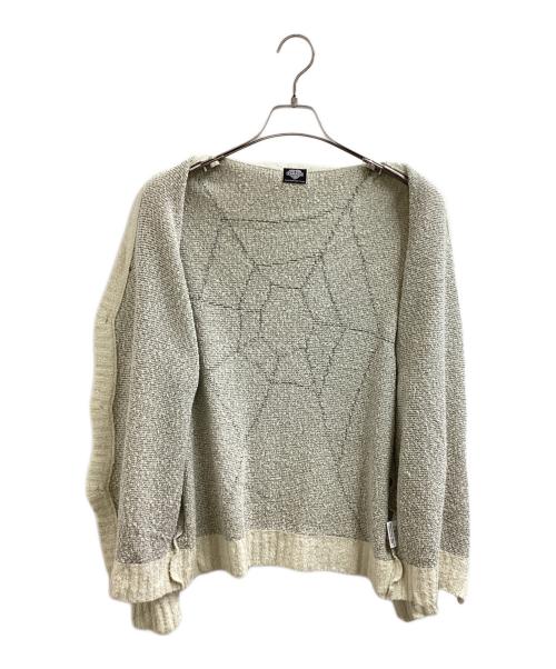 TATTOO STUDIO YAMADA（タトゥースタジオヤマダ）TATTOO STUDIO YAMADA (タトゥースタジオヤマダ) SPIDERWEB BOUCLE COTTON CARDIGAN / スパイダーウェブブークレコットンカーディガン ホワイト サイズ:Mの古着・服飾アイテム