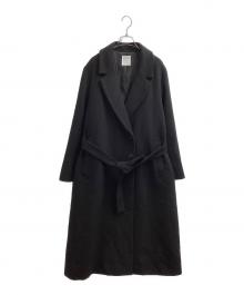 crewre（クルー）の古着「アジャスタブルウールロングコート　cr24aw01042」｜ブラック
