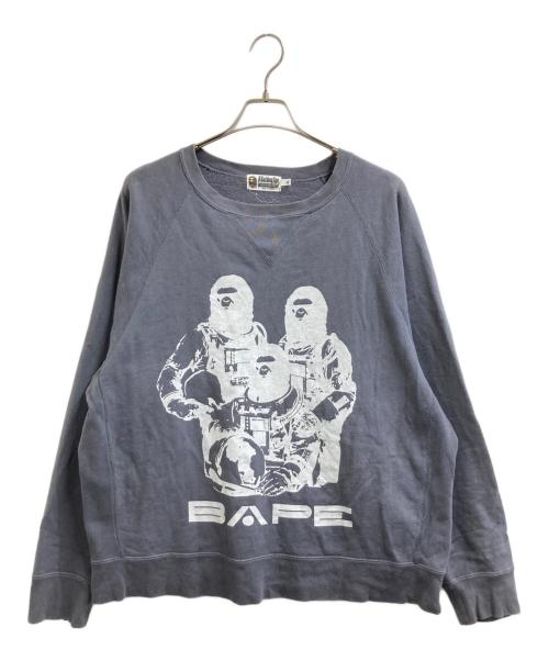 A BATHING APE（ア ベイシング エイプ）A BATHING APE (ア ベイシング エイプ) BAPE Relaxed Fit Space System Crewneck / リラックスフィットスペースシステムクルーネック / 001SWJ301005M グレー サイズ:XLの古着・服飾アイテム