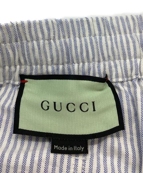 GUCCI（グッチ）GUCCI (グッチ) 刺繍ストライプショーツ / embroidery stripe shorts /663584 ZAHCS  ブルー サイズ:46の古着・服飾アイテム