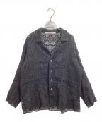 FRAMeWORKフレームワーク）の古着「アンティークレースオープンカラーシャツ 24050220100020」｜ブラック