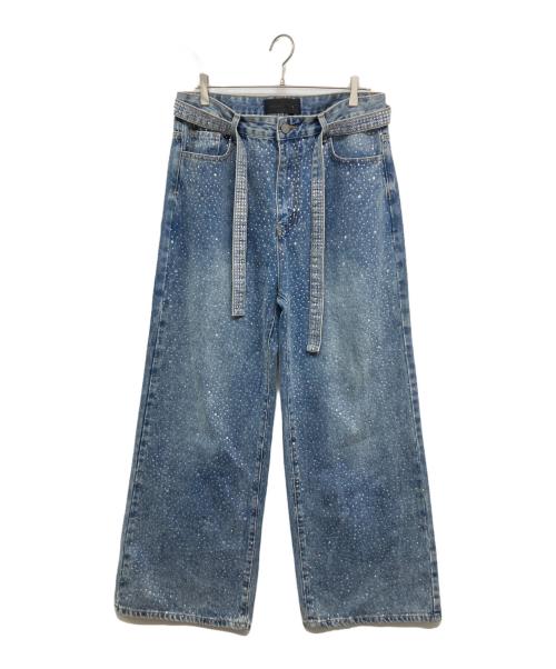 ARGUE CULTURE（アーギューカルチャー）ARGUE CULTURE (アーギューカルチャー) ラインストーンデニムパンツ インディゴ サイズ:XLの古着・服飾アイテム