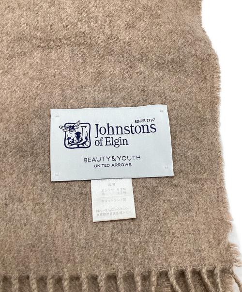 JOHNSTONS OF ELGIN（ジョンストンズオブエルガン）JOHNSTONS OF ELGIN　 BEAUTY&YOUTH UNITED ARROWS 別注カシミヤウールマフラー / Cashmere wool scarf /スコットランド製 / Made in Scotland ベージュの古着・服飾アイテム