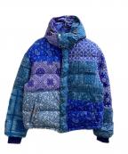 MINDSEEKERマインドシーカー）の古着「HAWK バンダナ柄パッチワークダウンジャケット / 日本製」｜ブルー×レッド