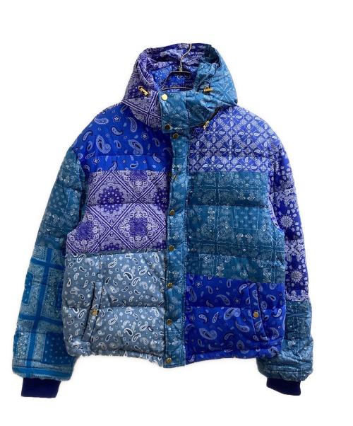 MINDSEEKER（マインドシーカー）MINDSEEKER (マインドシーカー) HAWK バンダナ柄パッチワークダウンジャケット / 日本製 ブルー×レッド サイズ:Lの古着・服飾アイテム