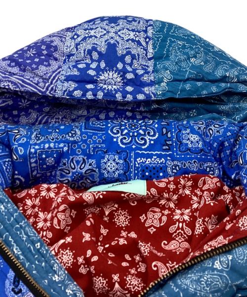 MINDSEEKER（マインドシーカー）MINDSEEKER (マインドシーカー) HAWK バンダナ柄パッチワークダウンジャケット / 日本製 ブルー×レッド サイズ:Lの古着・服飾アイテム