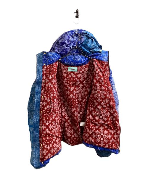 MINDSEEKER（マインドシーカー）MINDSEEKER (マインドシーカー) HAWK バンダナ柄パッチワークダウンジャケット / 日本製 ブルー×レッド サイズ:Lの古着・服飾アイテム