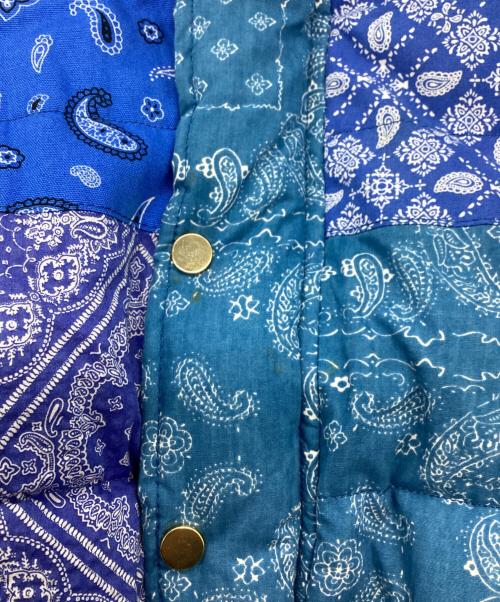 MINDSEEKER（マインドシーカー）MINDSEEKER (マインドシーカー) HAWK バンダナ柄パッチワークダウンジャケット / 日本製 ブルー×レッド サイズ:Lの古着・服飾アイテム