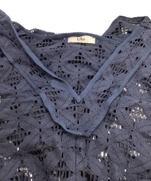 Uhr（ウーア）Uhr (ウーア) Lace Foodie Tops / レースフーディートップス / 25SSUhr-BL449 ネイビー サイズ:FREEの古着・服飾アイテム